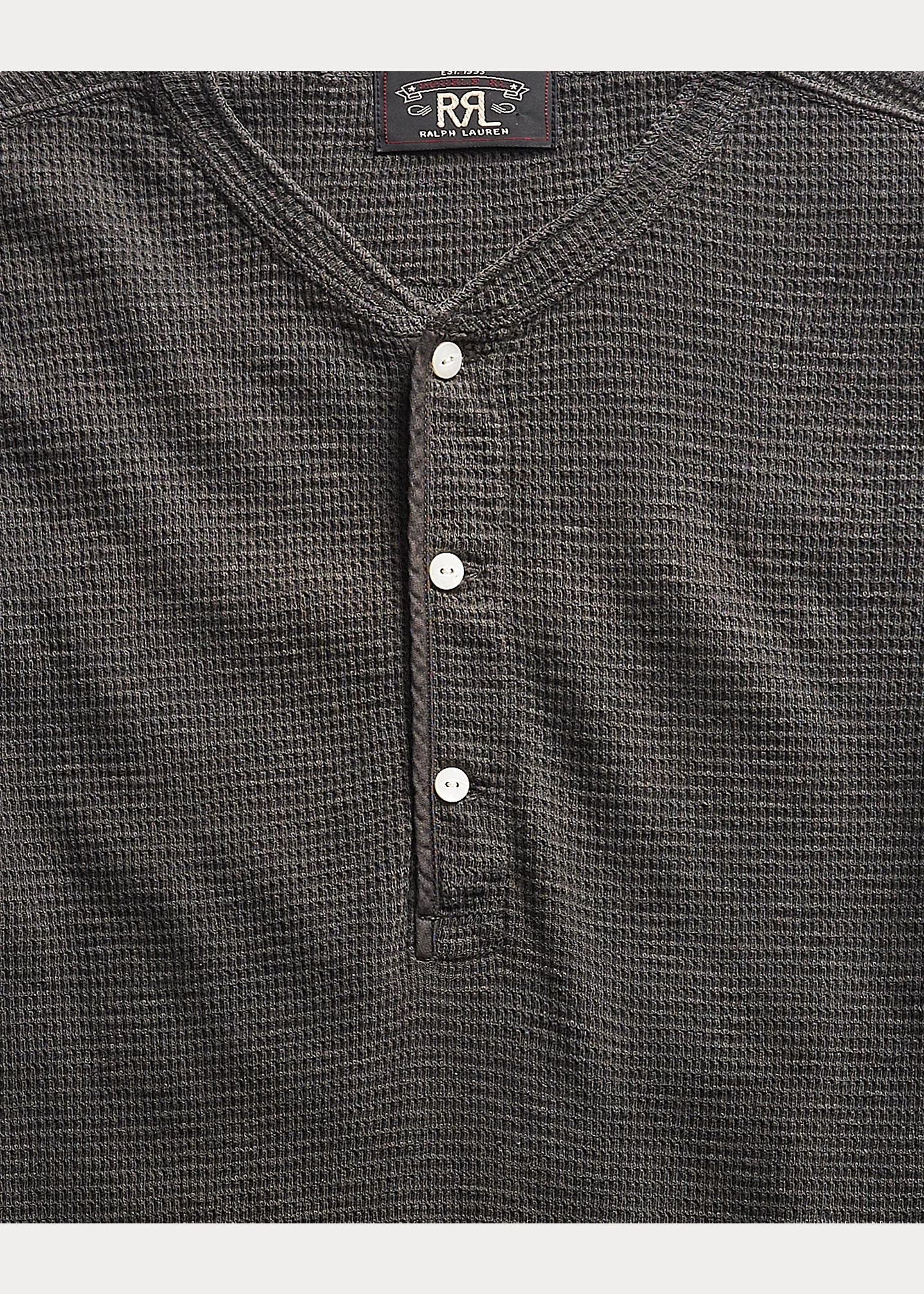 Waffle-Knit Short-Sleeve Henley Shirt - 3