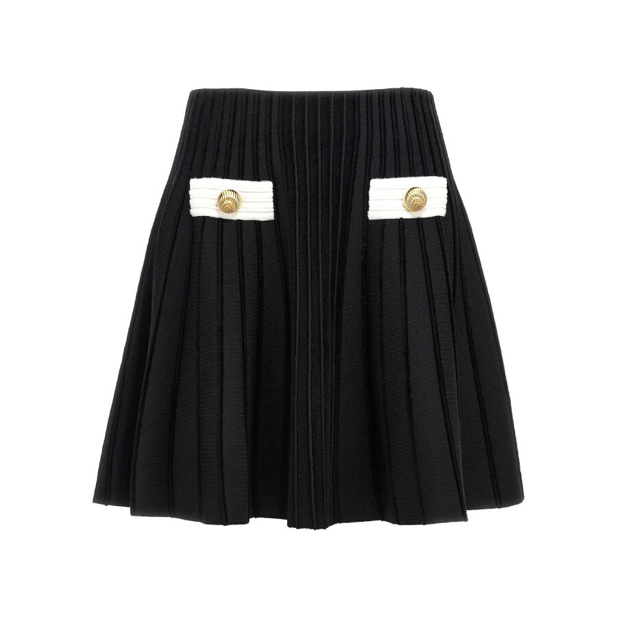 Balmain High-Waisted Ribbed-Knit Mini Skirt - 5
