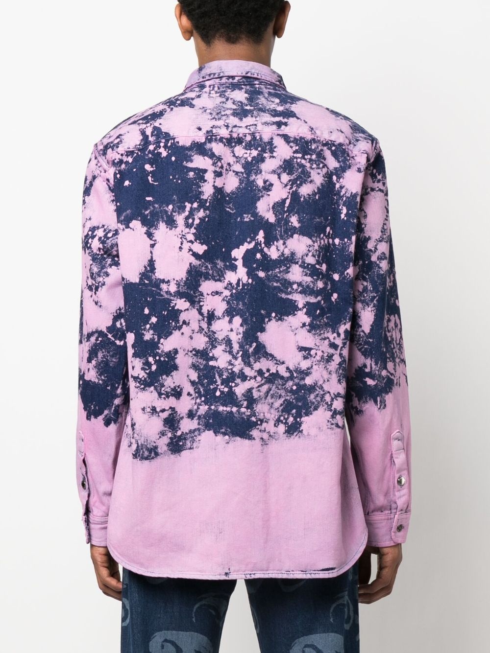 bleached-effect long-sleeve shirt - 4