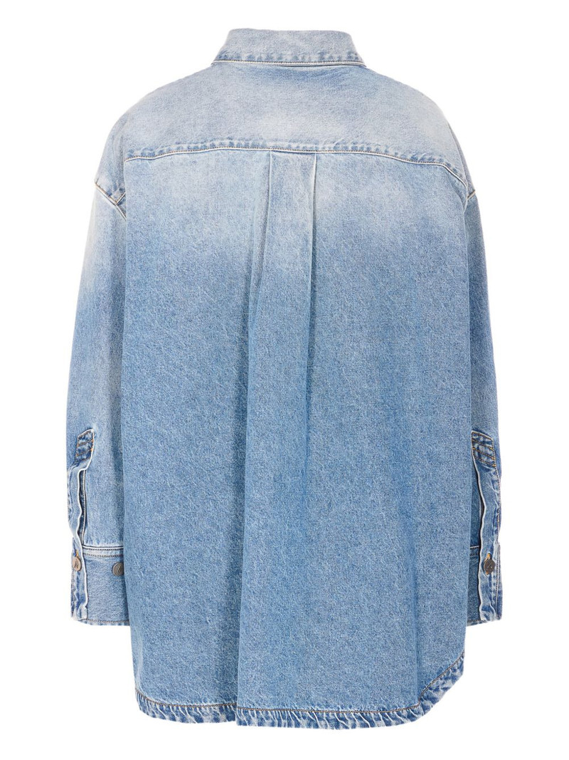 THE ATTICO logo-embroidered button-up denim shirt outlook