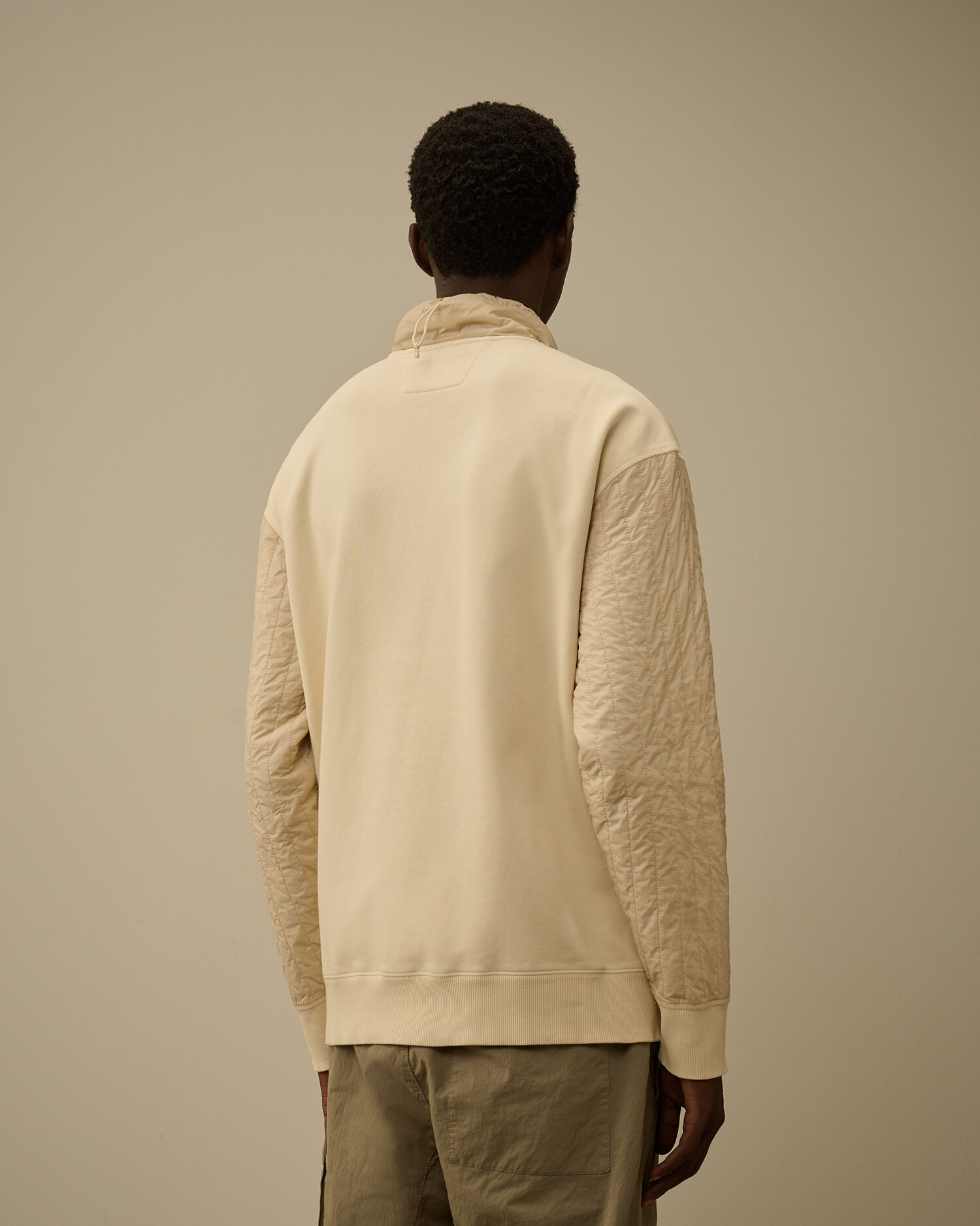 Diagonal Raised Fleece Mixed Half Zip Sweatshirt - 4