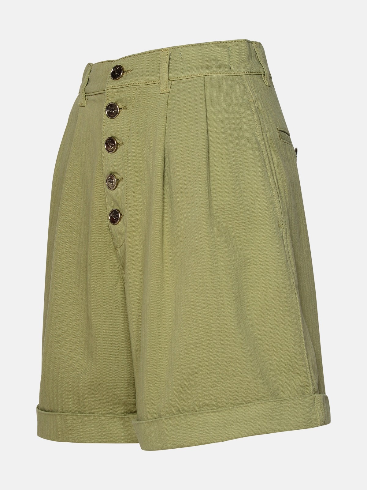 GREEN COTTON SHORTS - 2