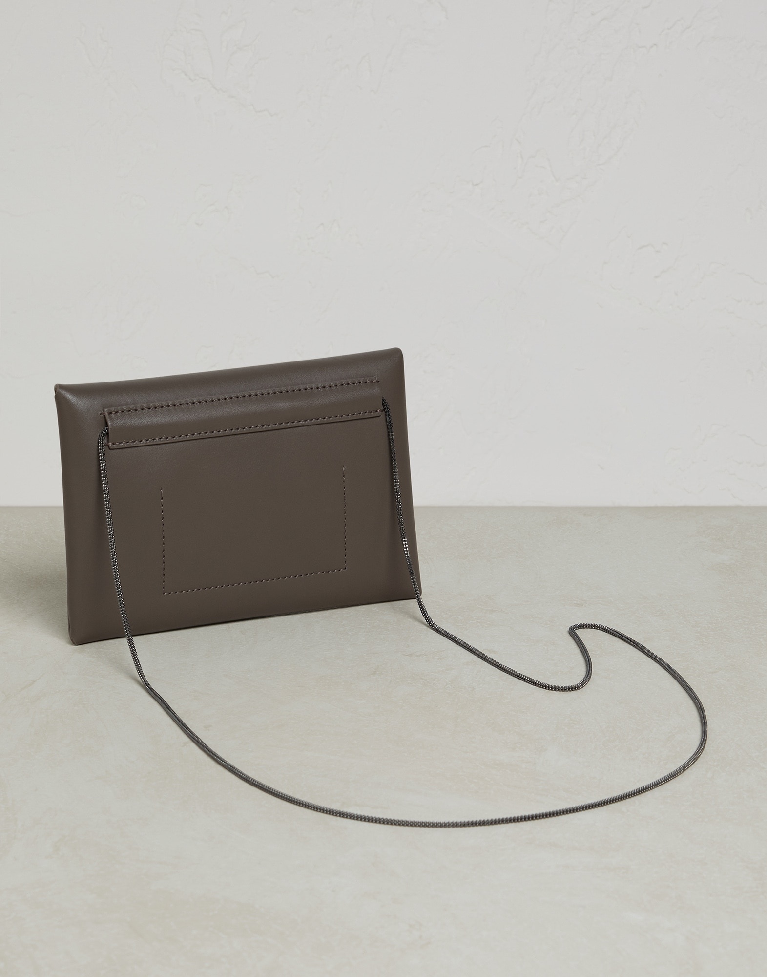 Matte calfskin envelope bag with precious chain - 2