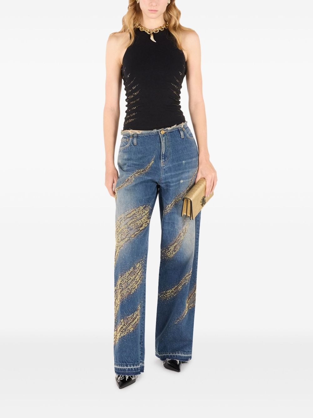 distressed wide-leg jeans - 2