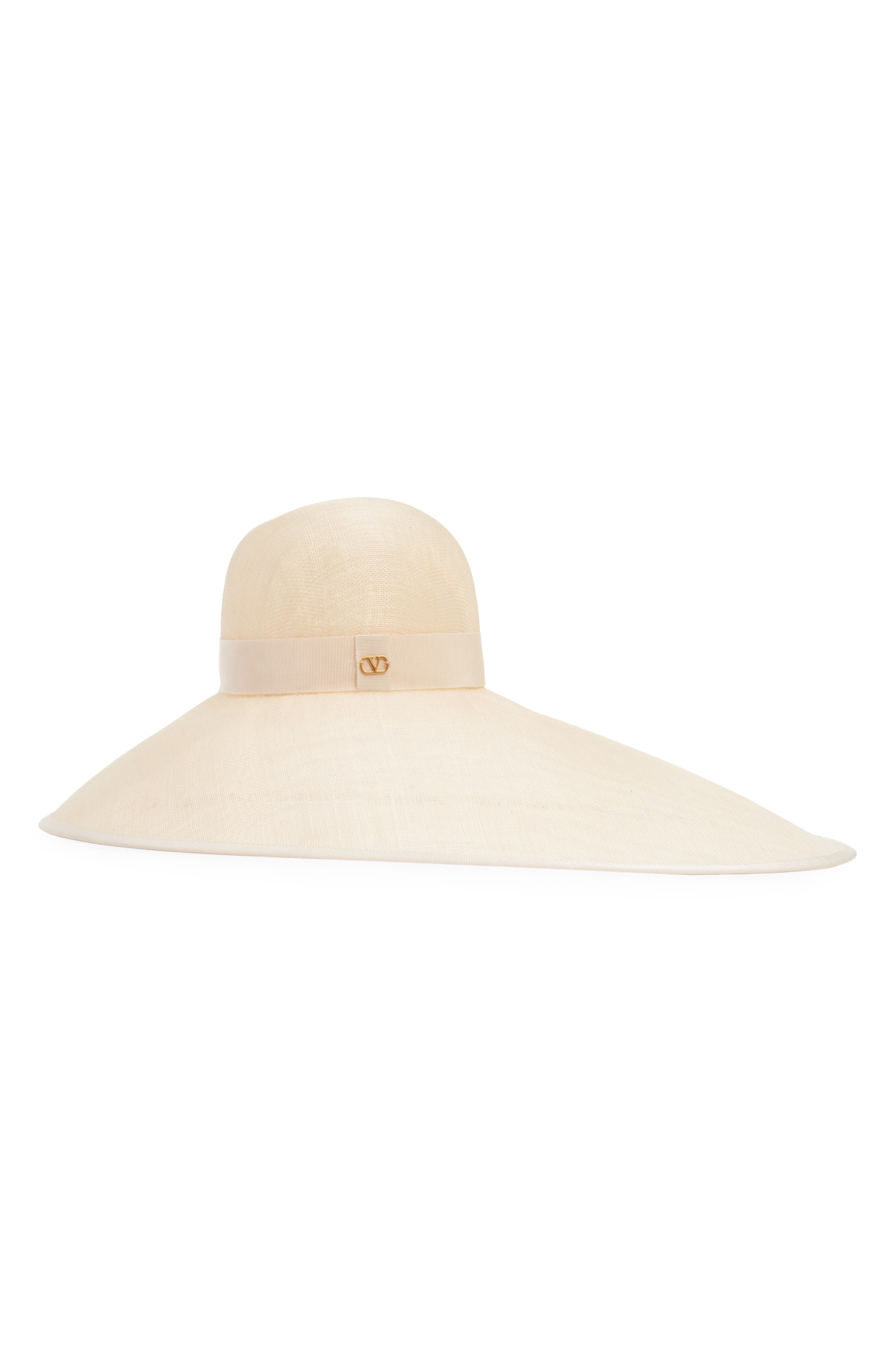 Valentino Garavani Large Brim Abacá Sun Hat in Dqv Biancato/Avorio/Brass at Nordstrom - 2