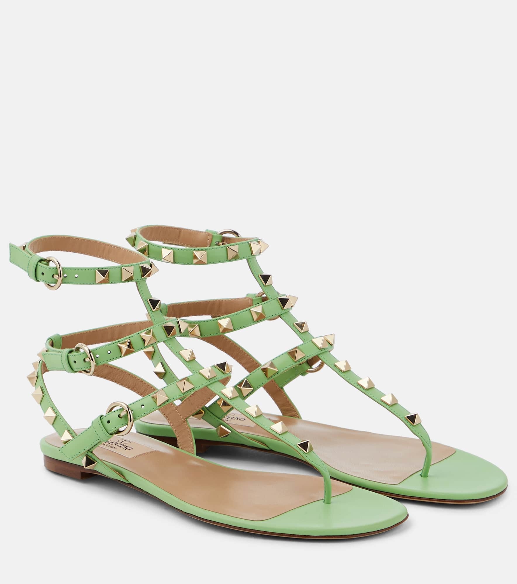 Rockstud leather thong sandals - 1