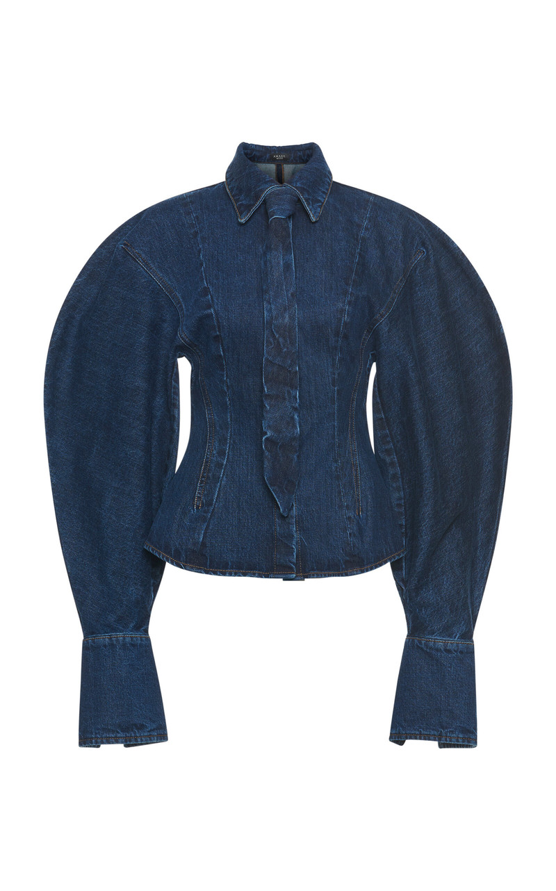 Puff-Sleeve Denim Shirt medium wash 1