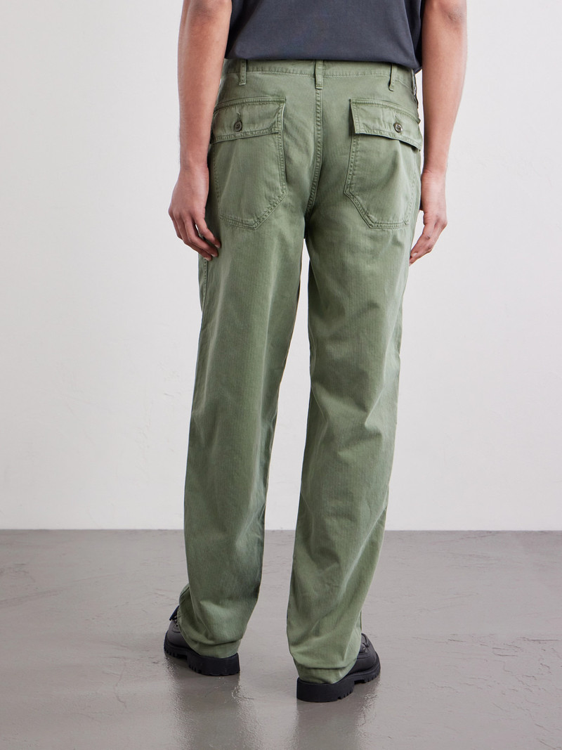 Fatigue Straight-Leg Herringbone Cotton Trousers 4