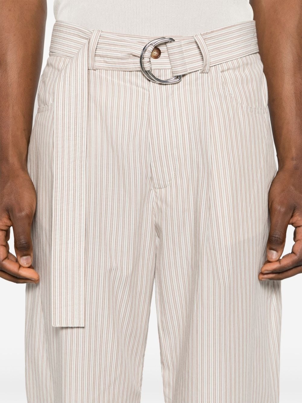 Ferre pinstriped belted trousers - 5