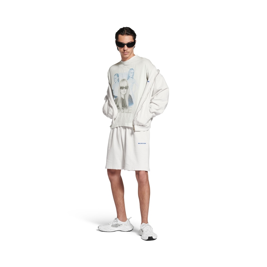 Men's Balenciaga Back Shorts in Dirty White/blue - 2