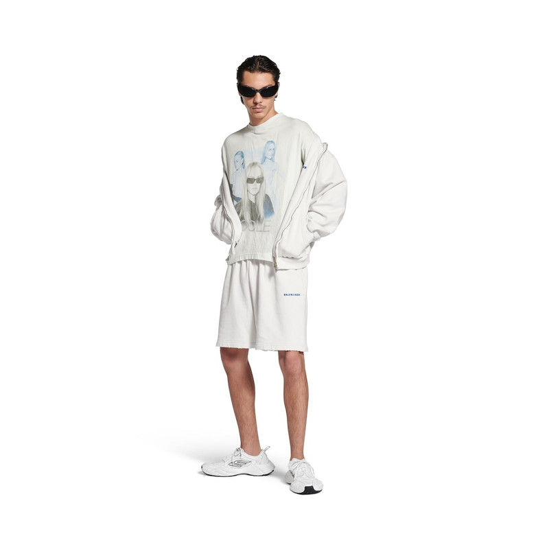 BALENCIAGA Men's Balenciaga Back Shorts in Dirty White/blue outlook