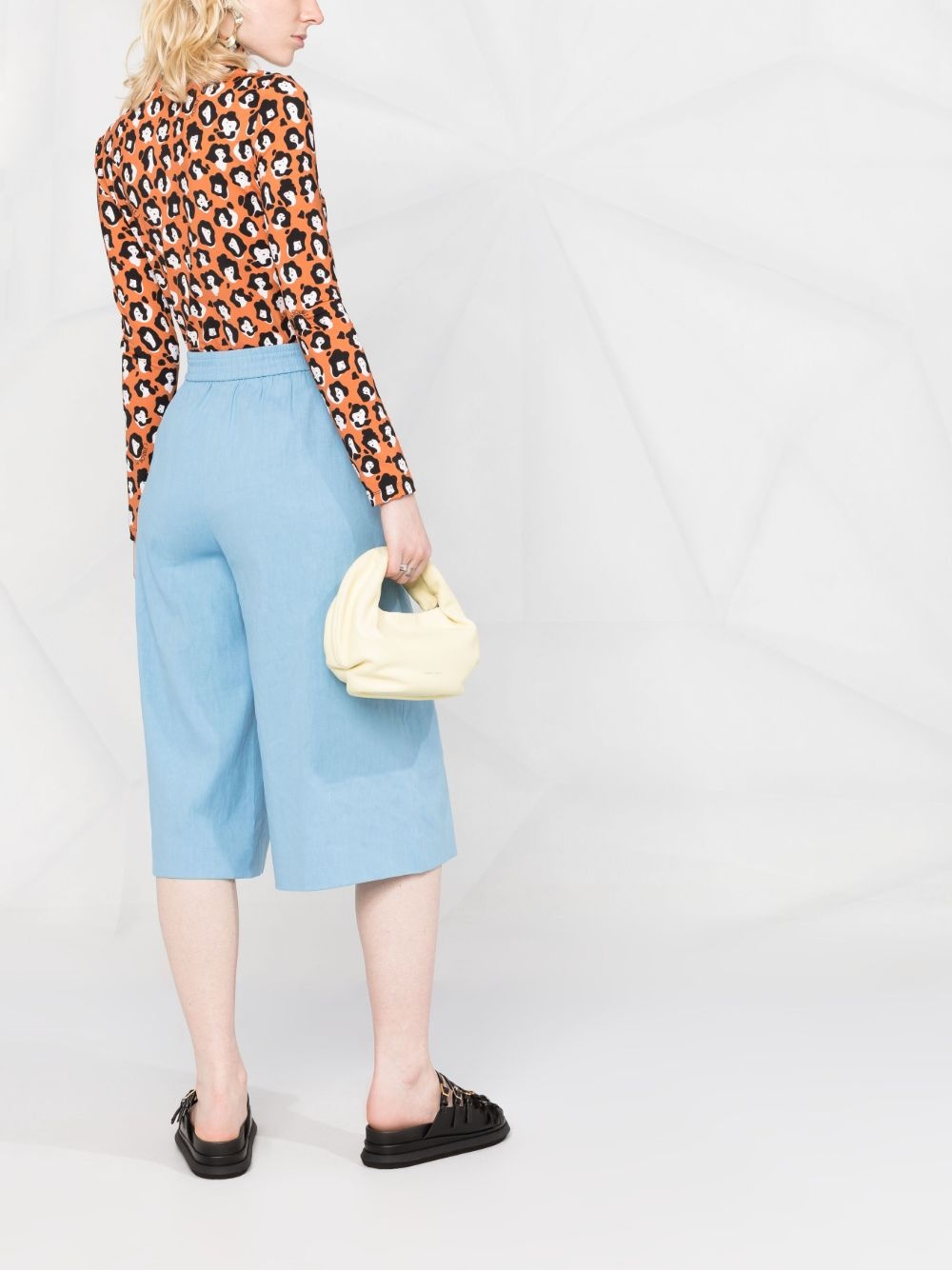 face-animal print turtleneck top - 6
