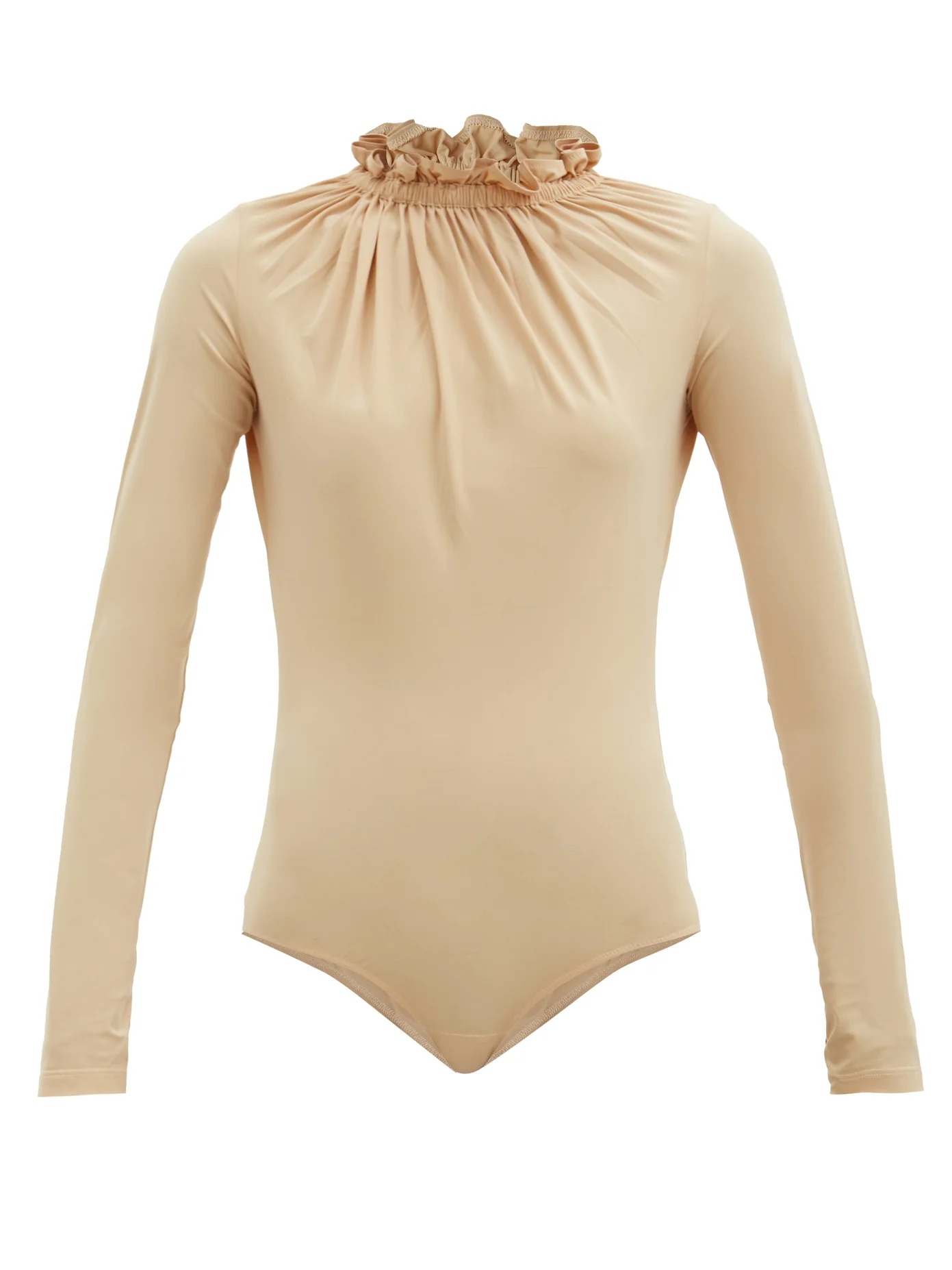 Ruffled-neck jersey bodysuit - 1