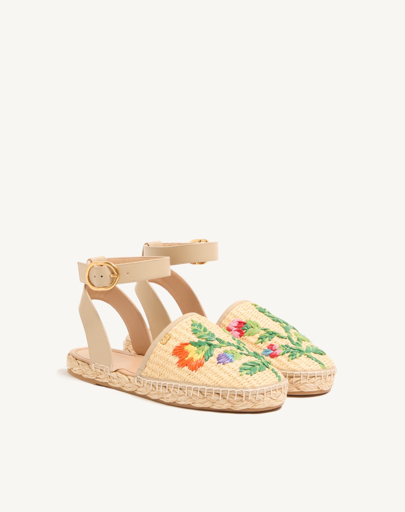 BRIBRI RAFFIA SANDAL WITH FLORAL EMBROIDERY 2