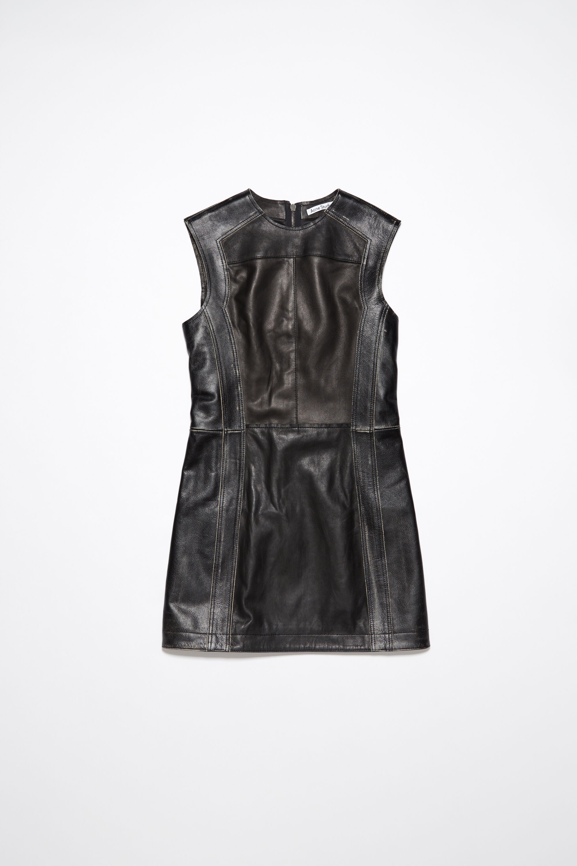 Sleeveless leather dress - Black - 1