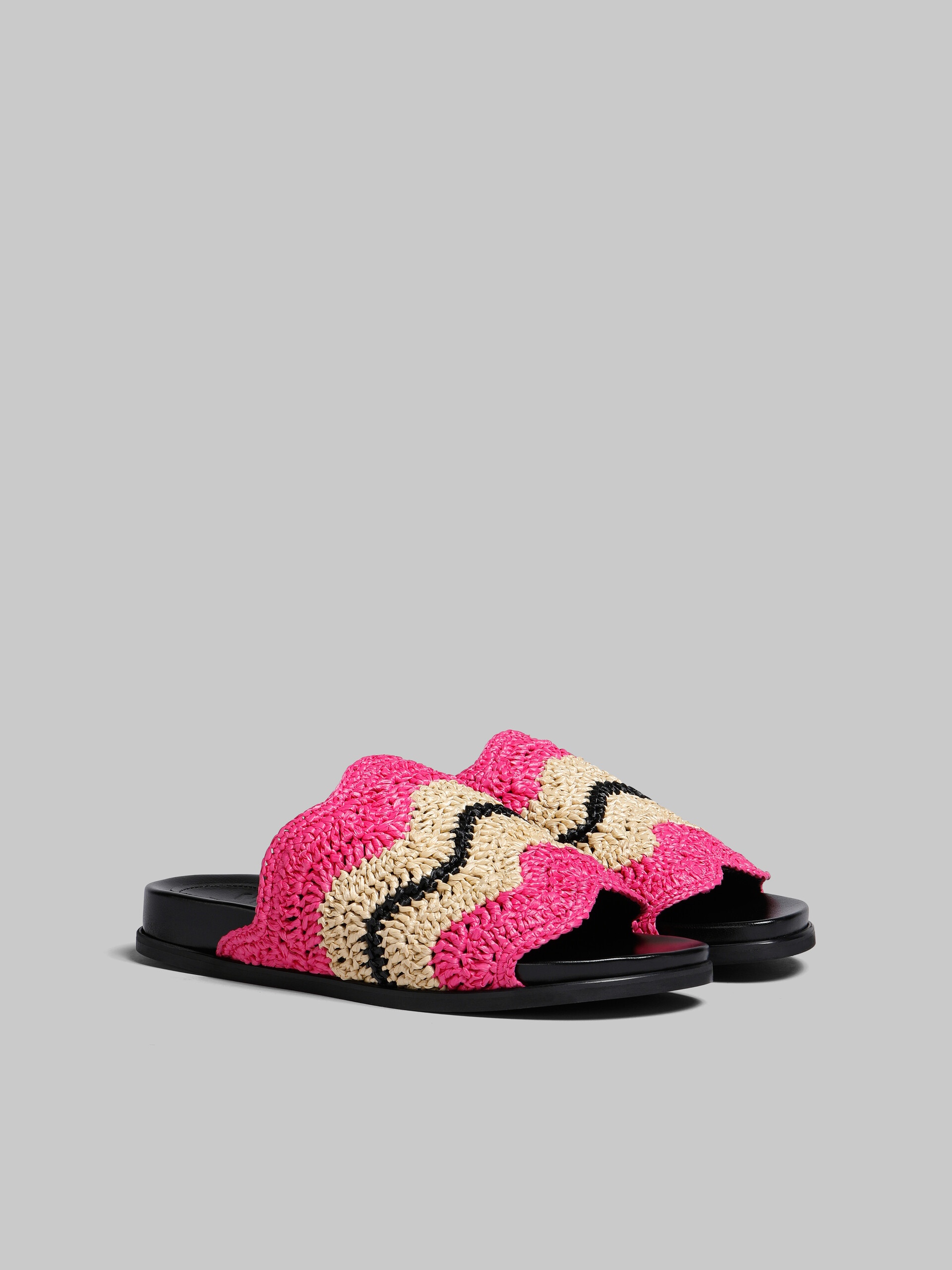 MARNI X NO VACANCY INN - FUCHSIA CROCHET RAFFIA SLIDE - 2