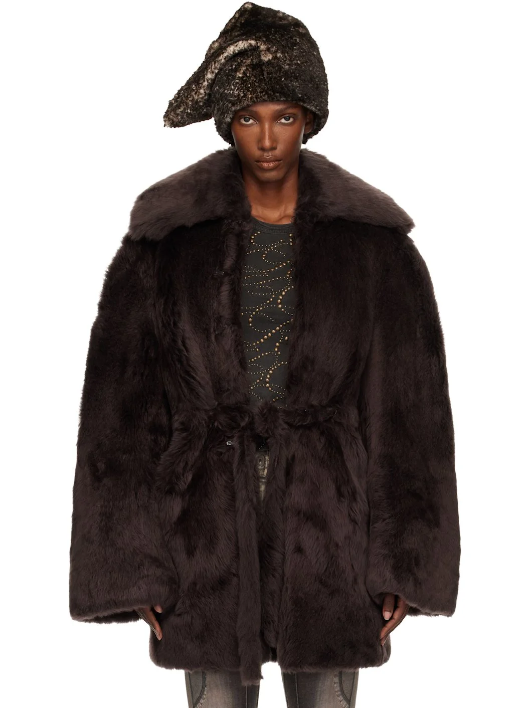 Brown Baby Shearling Coat - 1