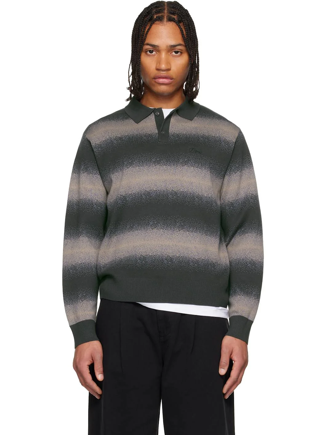 Black & Brown Striped Rugby Sweater - 1