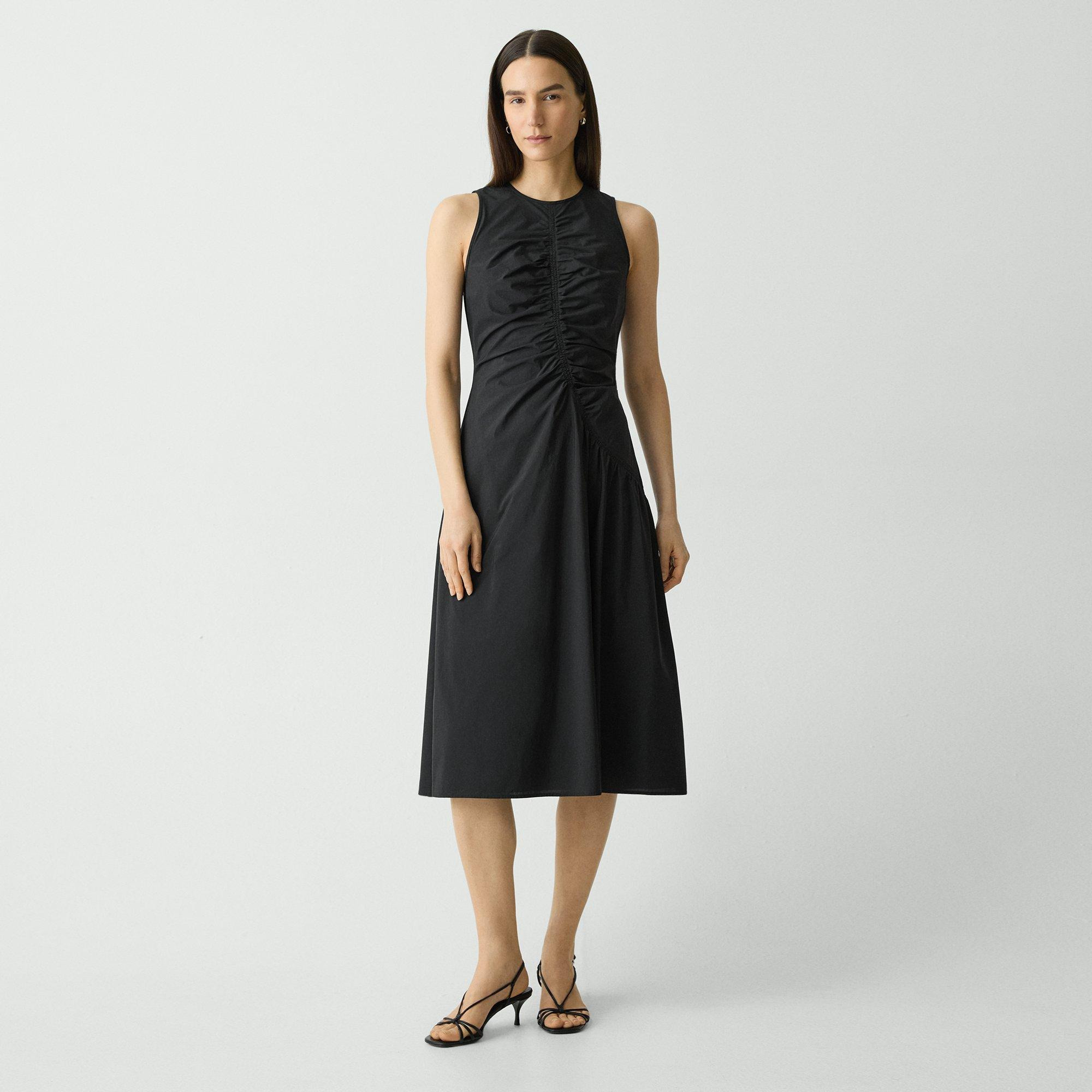 Ruched Asymmetrical Midi Dress in Cotton-Blend - 2