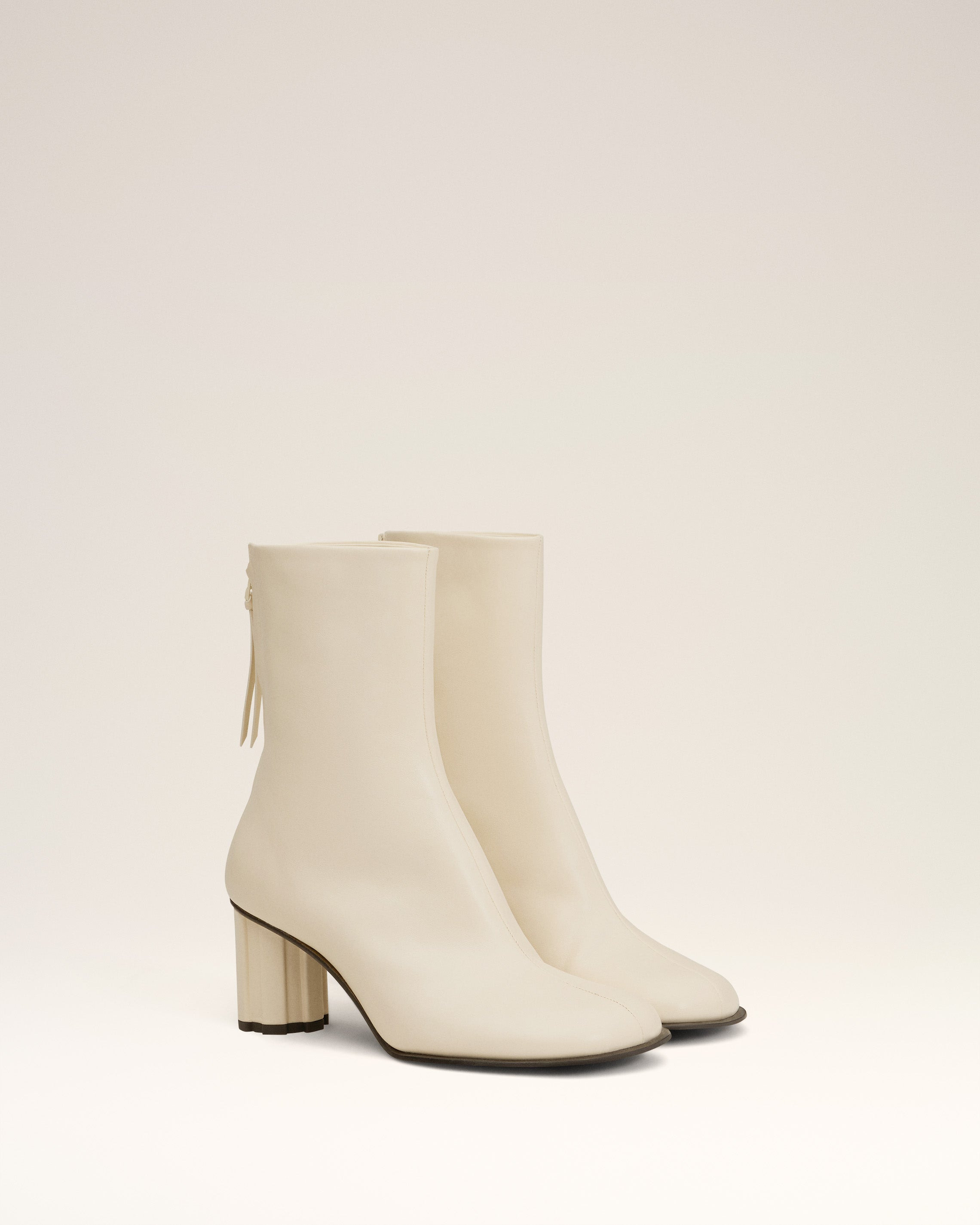 BEIGE LEATHER PIANO BOOTS - 3