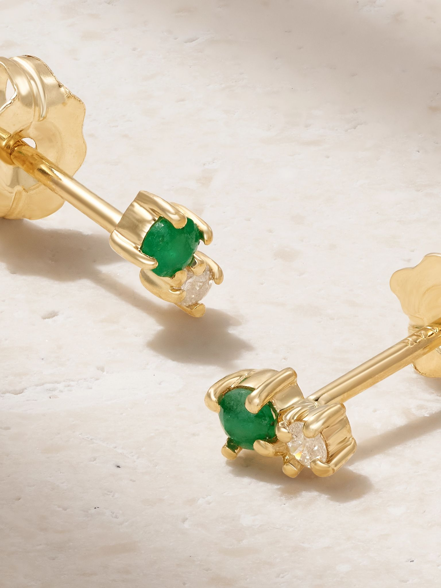 Green Goddess Buddy 14-karat gold, emerald and diamond earrings Gold - 3