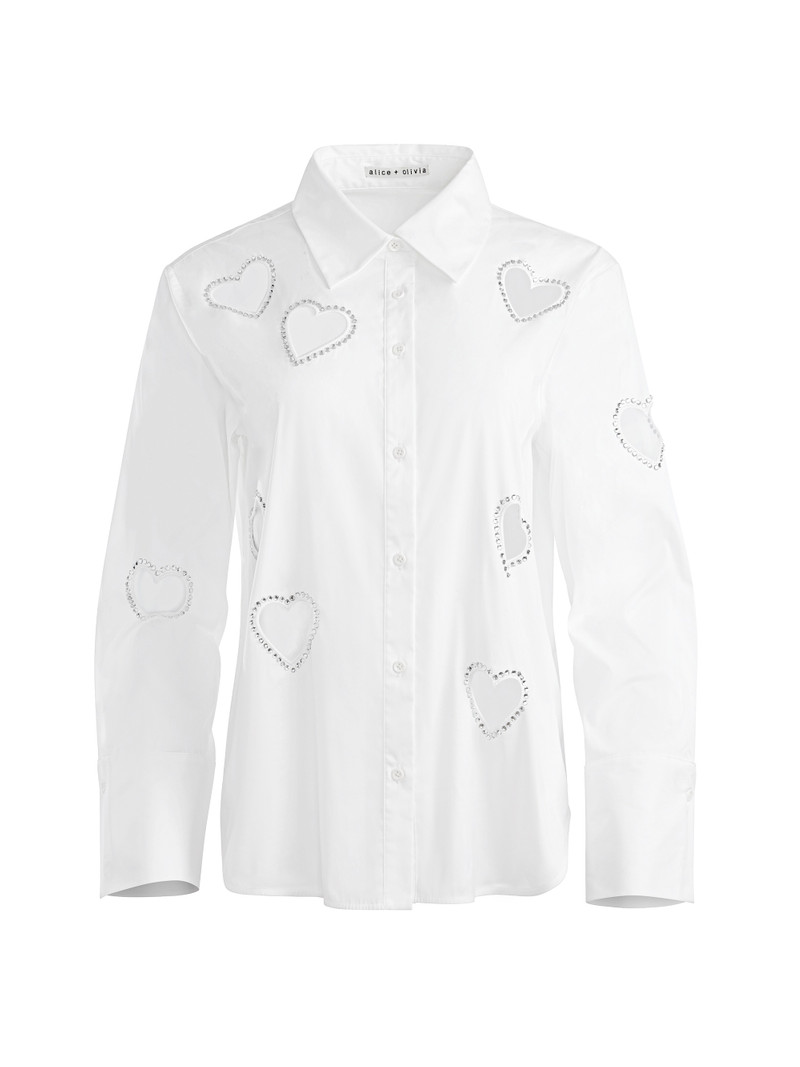 FINELY HEART EMBELLISHED BUTTON DOWN 1