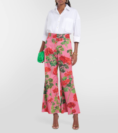 Oscar de la Renta Floral high-rise cotton-blend flared pants outlook