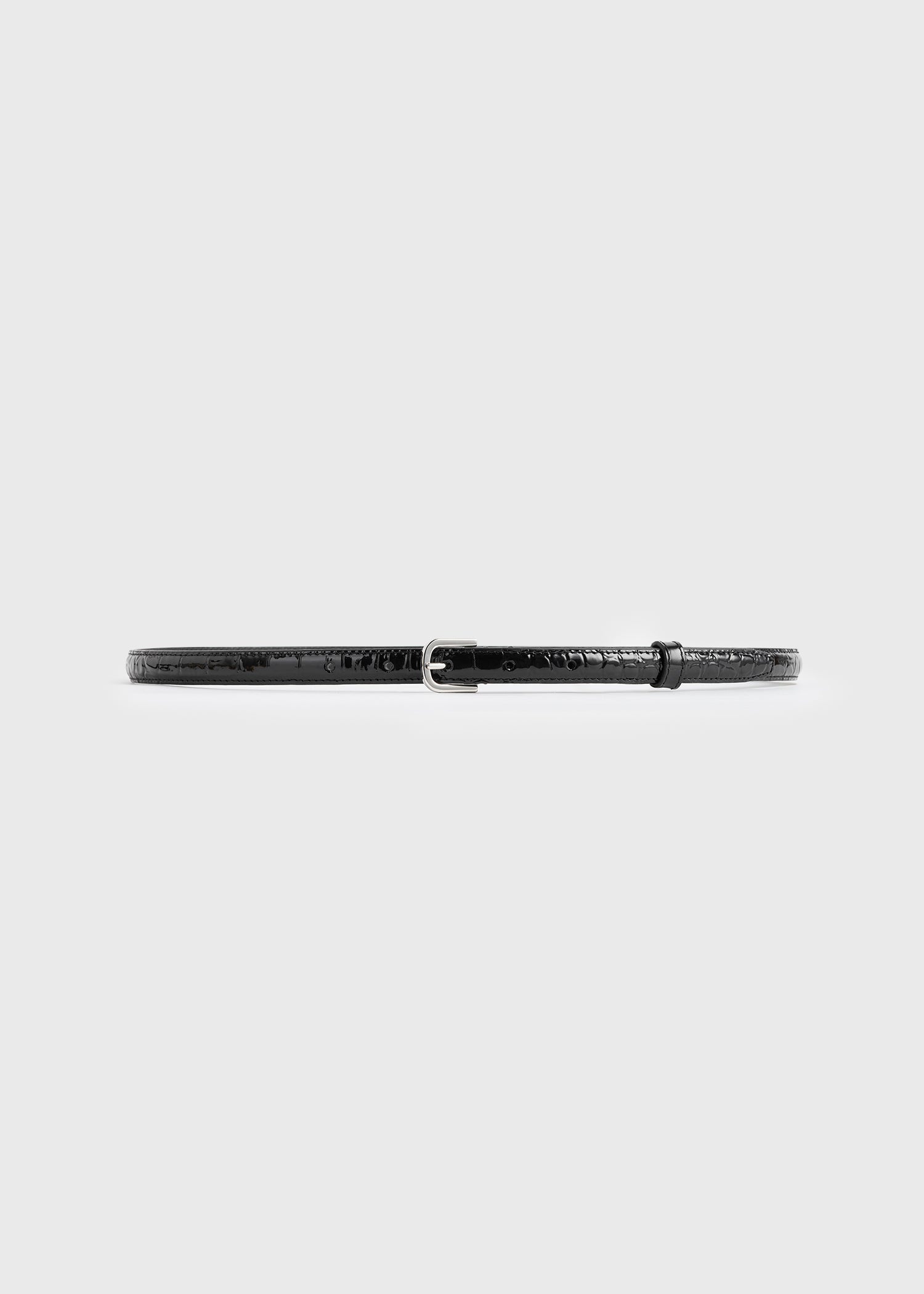 Thin croco-embossed belt black - 7