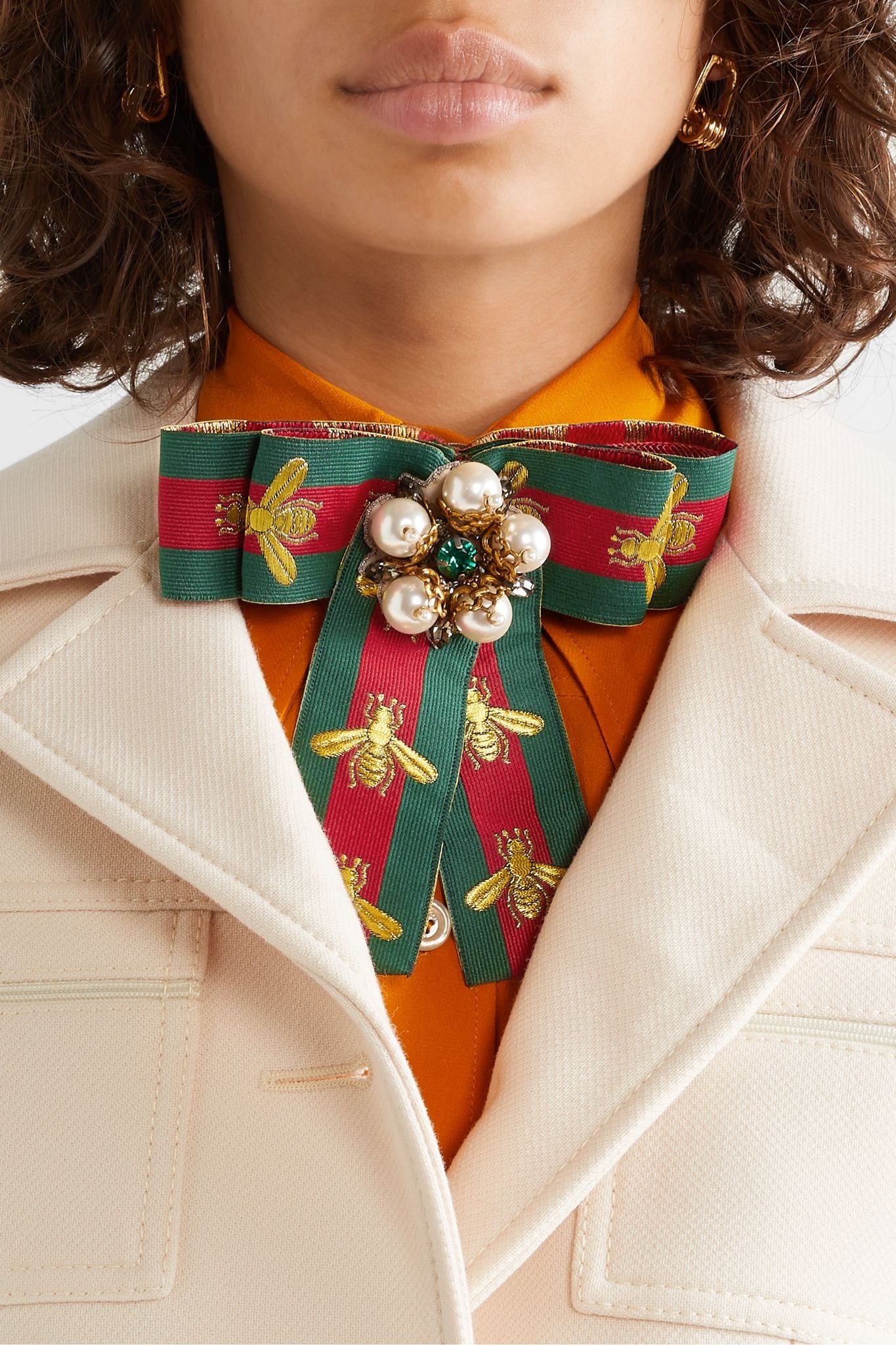 Embellished embroidered grosgrain brooch - 2