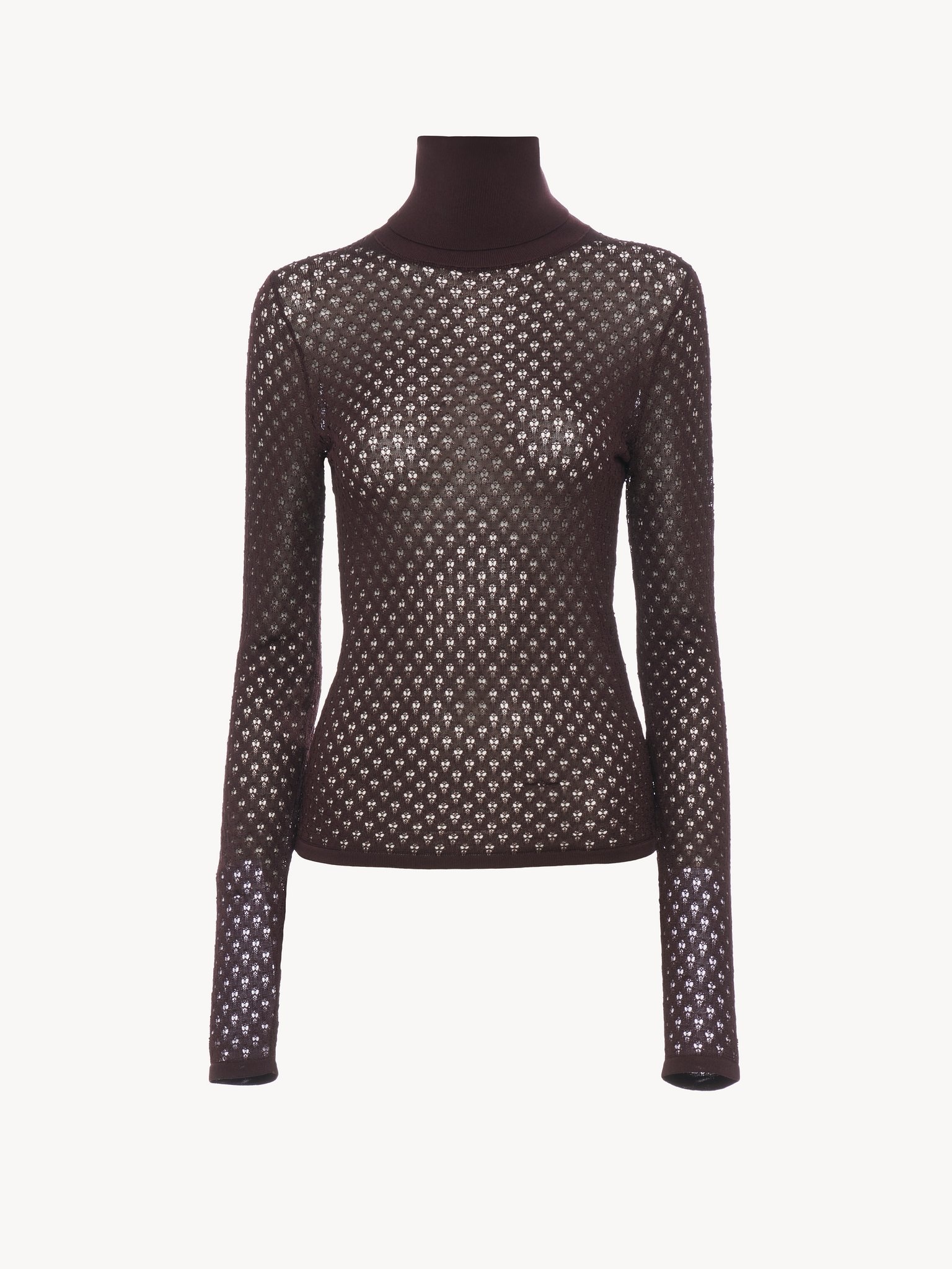 FITTED TURTLENECK SWEATER IN LACE KNIT - 2
