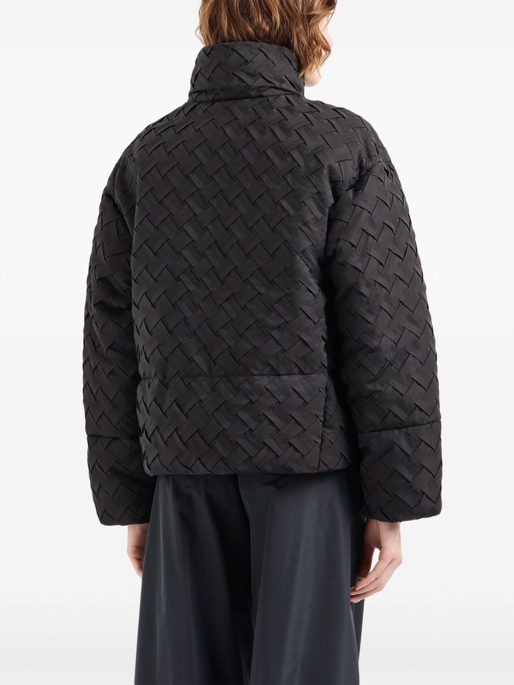 basket-weave high-neck jacket - 3