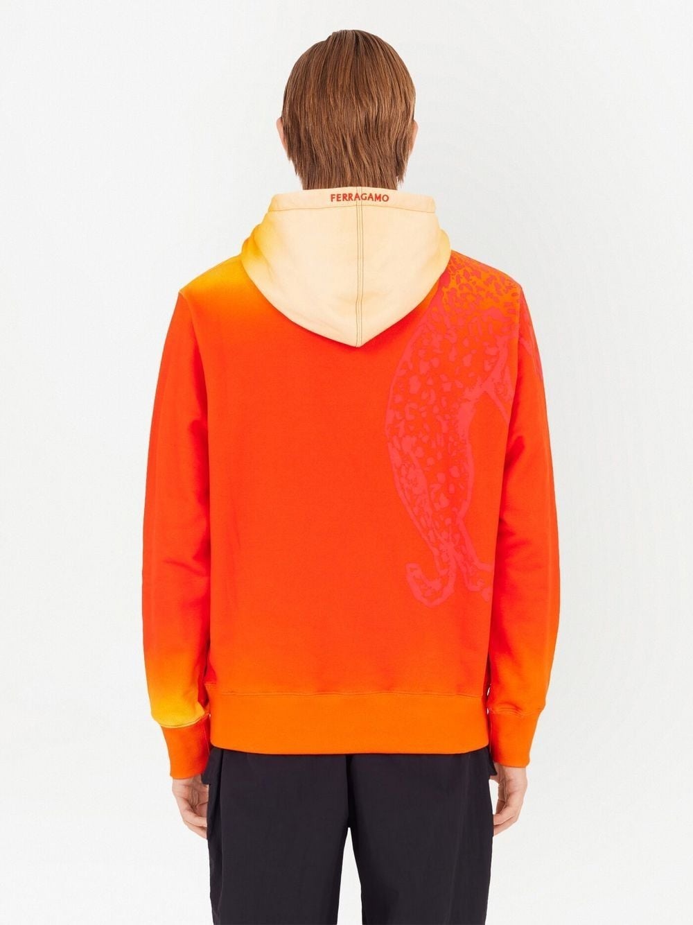 sunset-print cotton hoodie - 4