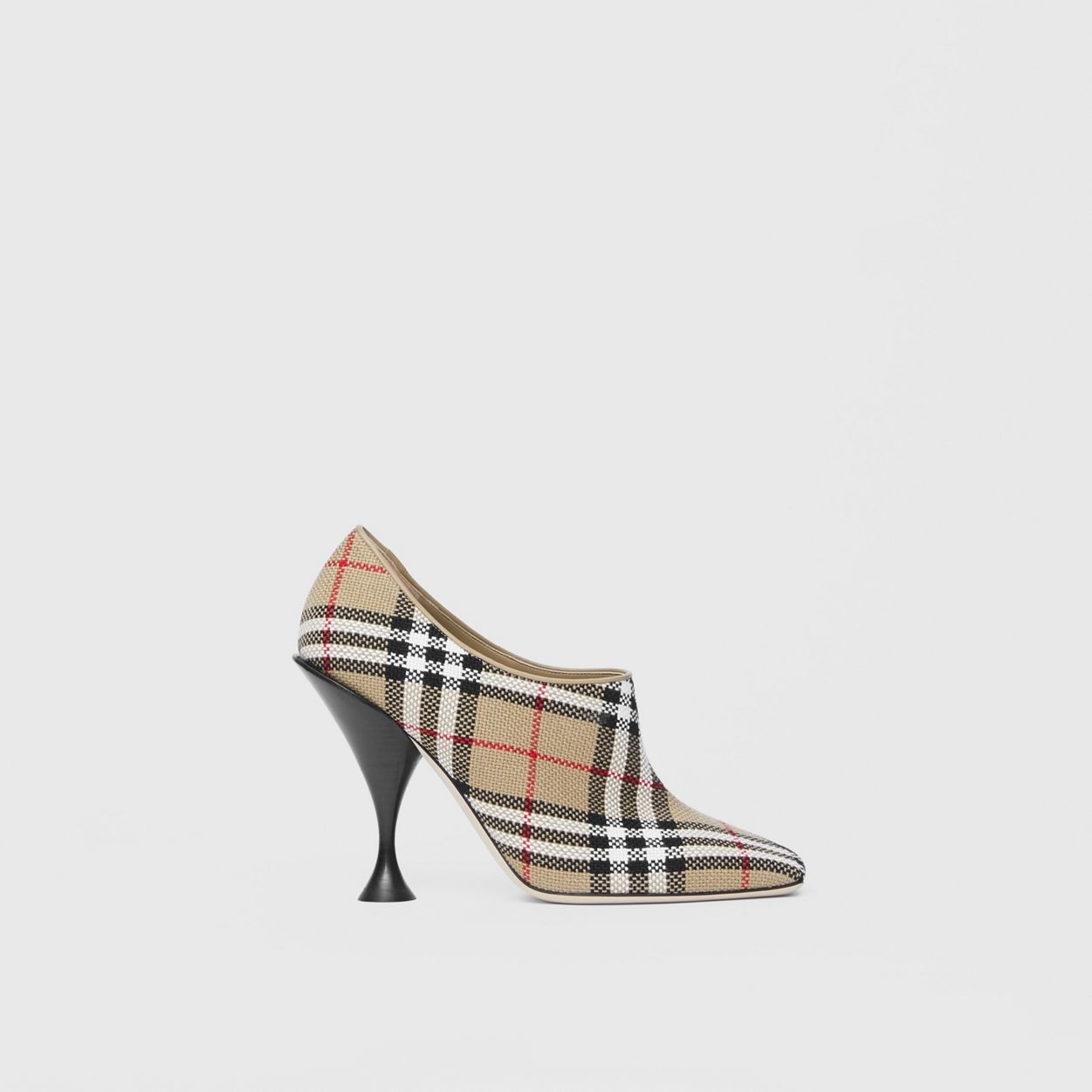 Latticed Cotton Square-toe Pumps - 1