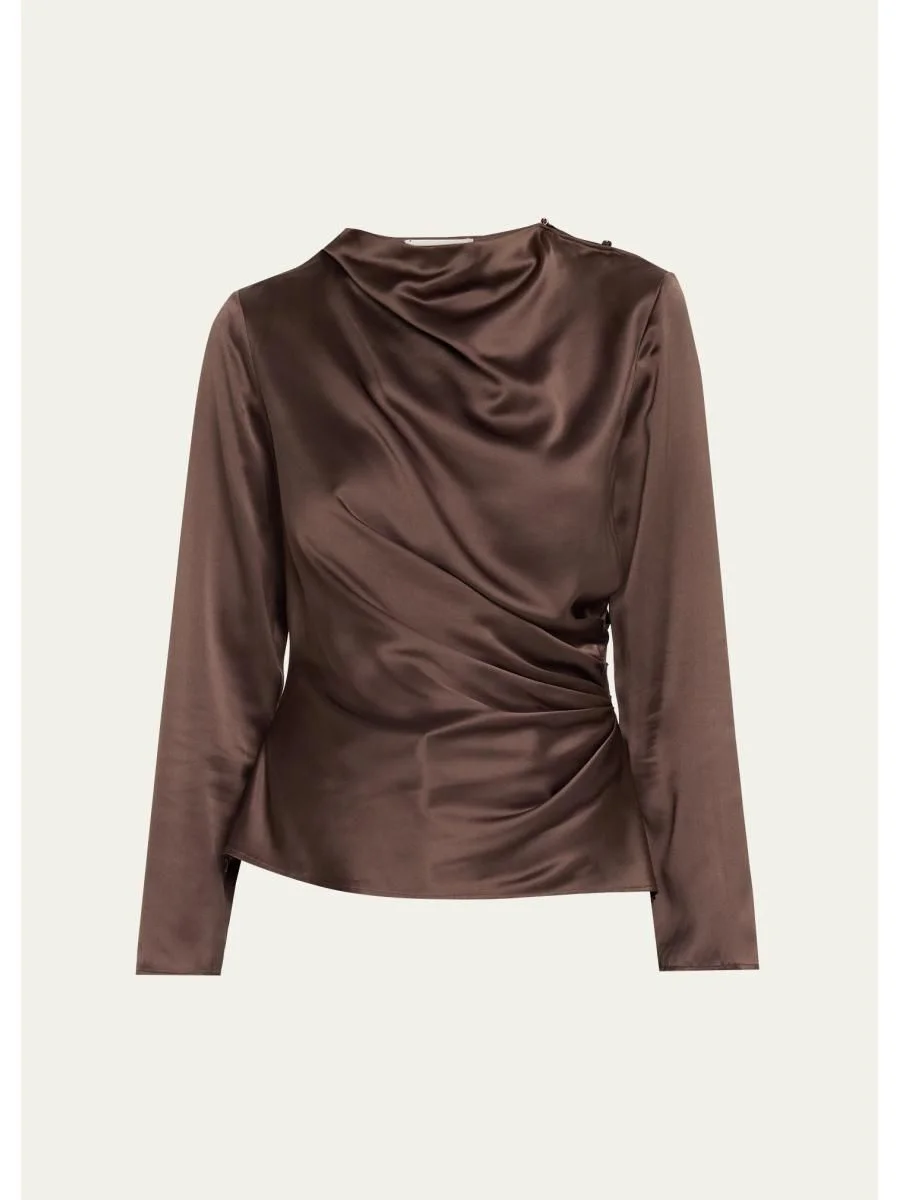 Anya 01 Draped Silk-Blend Satin Blouse - 1
