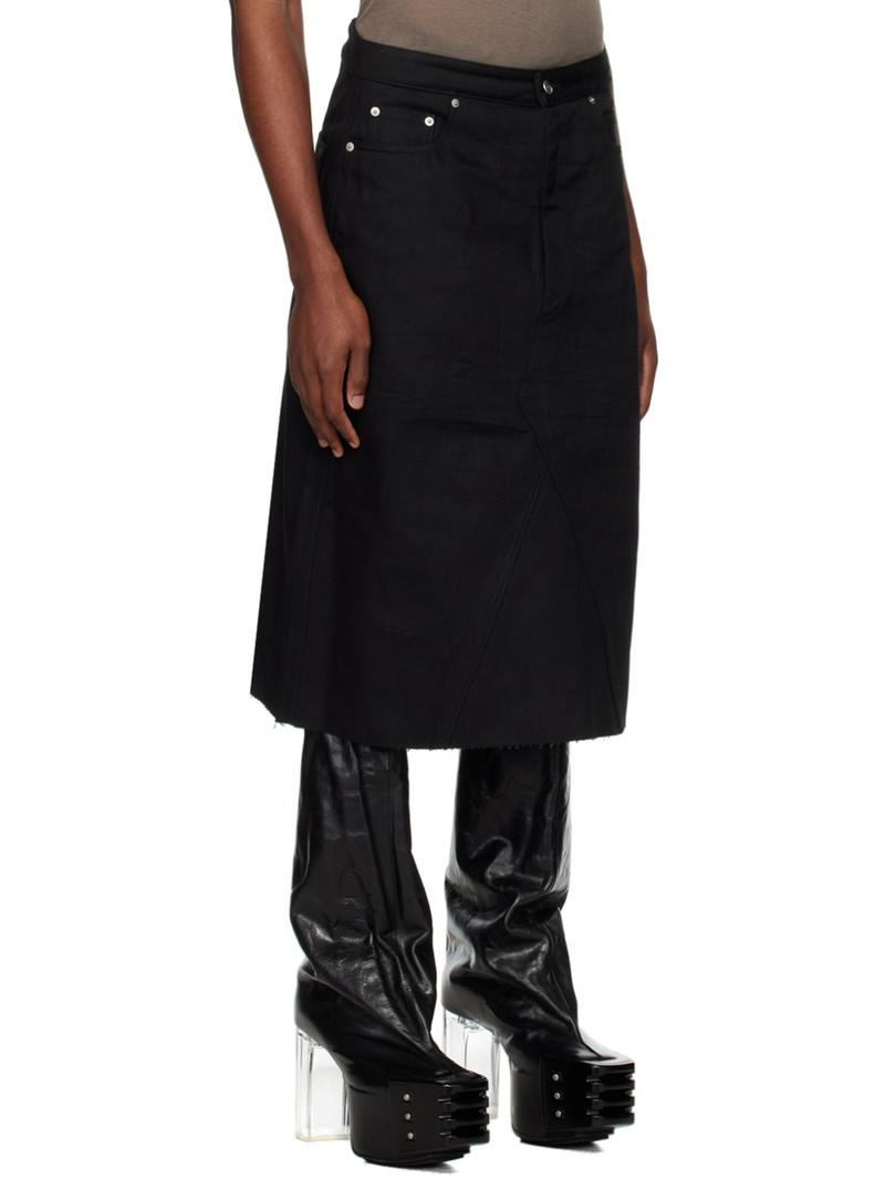 Black Godet Denim Skirt 2