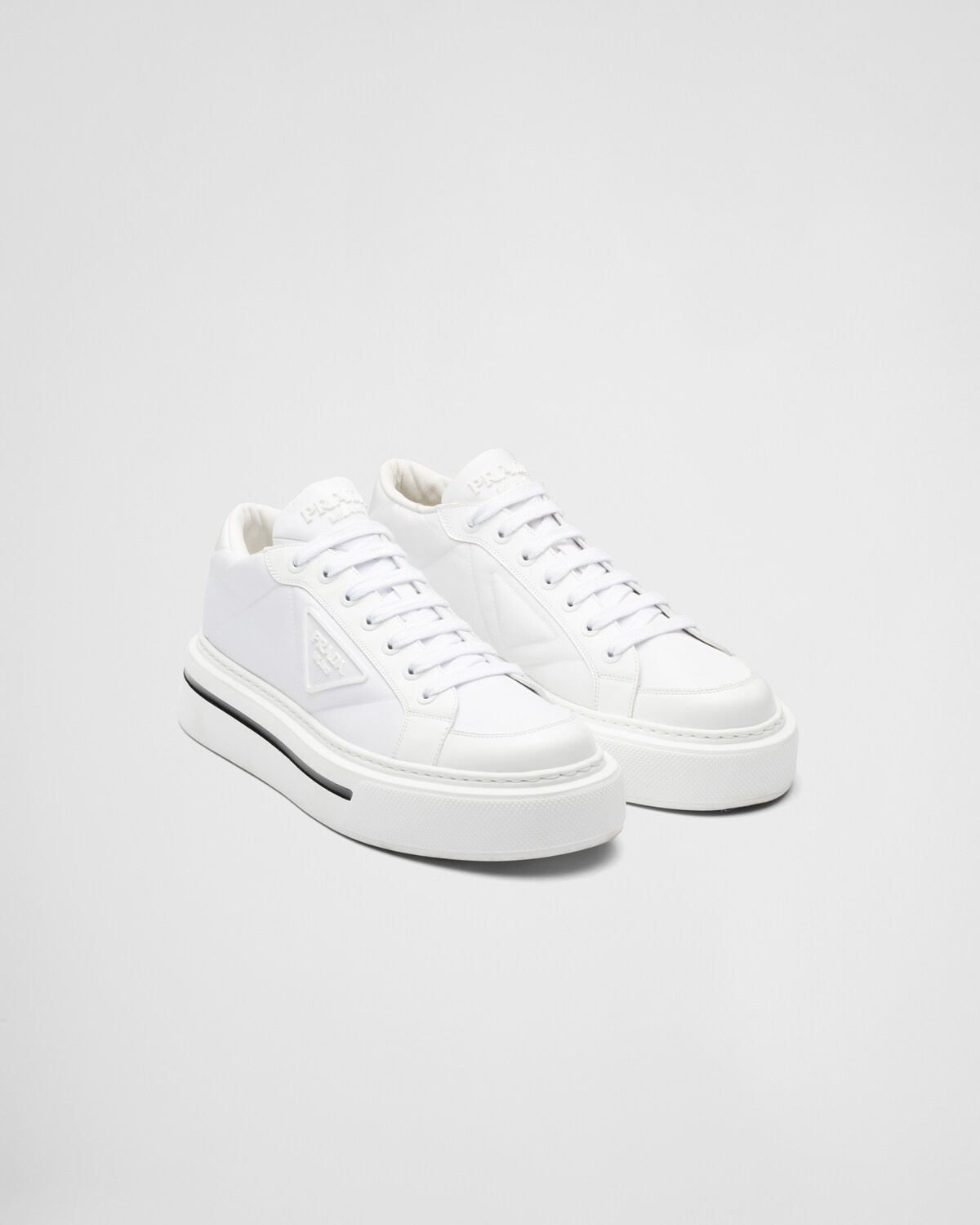 Prada Macro Re-Nylon and brushed leather sneakers - 1