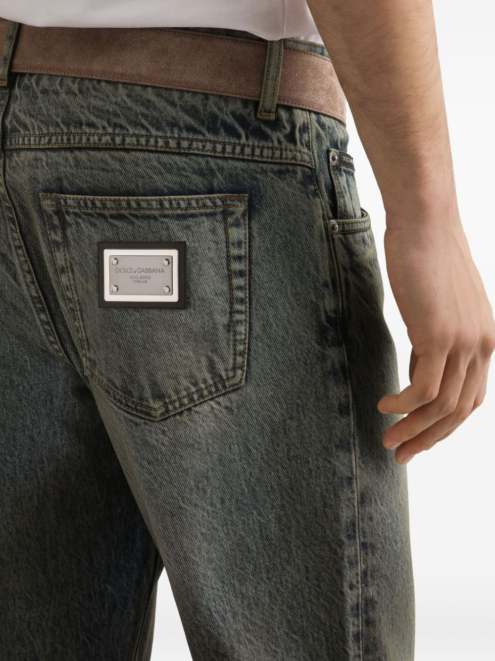 faded-wash jeans - 5
