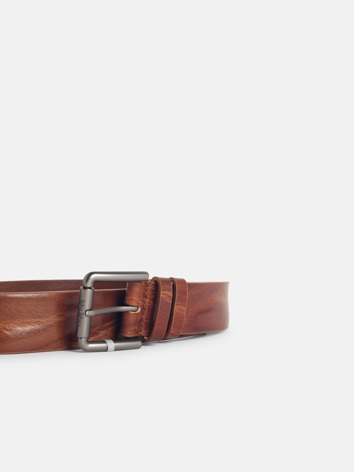 'BUCKLE 40X' DARK BROWN LEATHER LONG BELT - 3