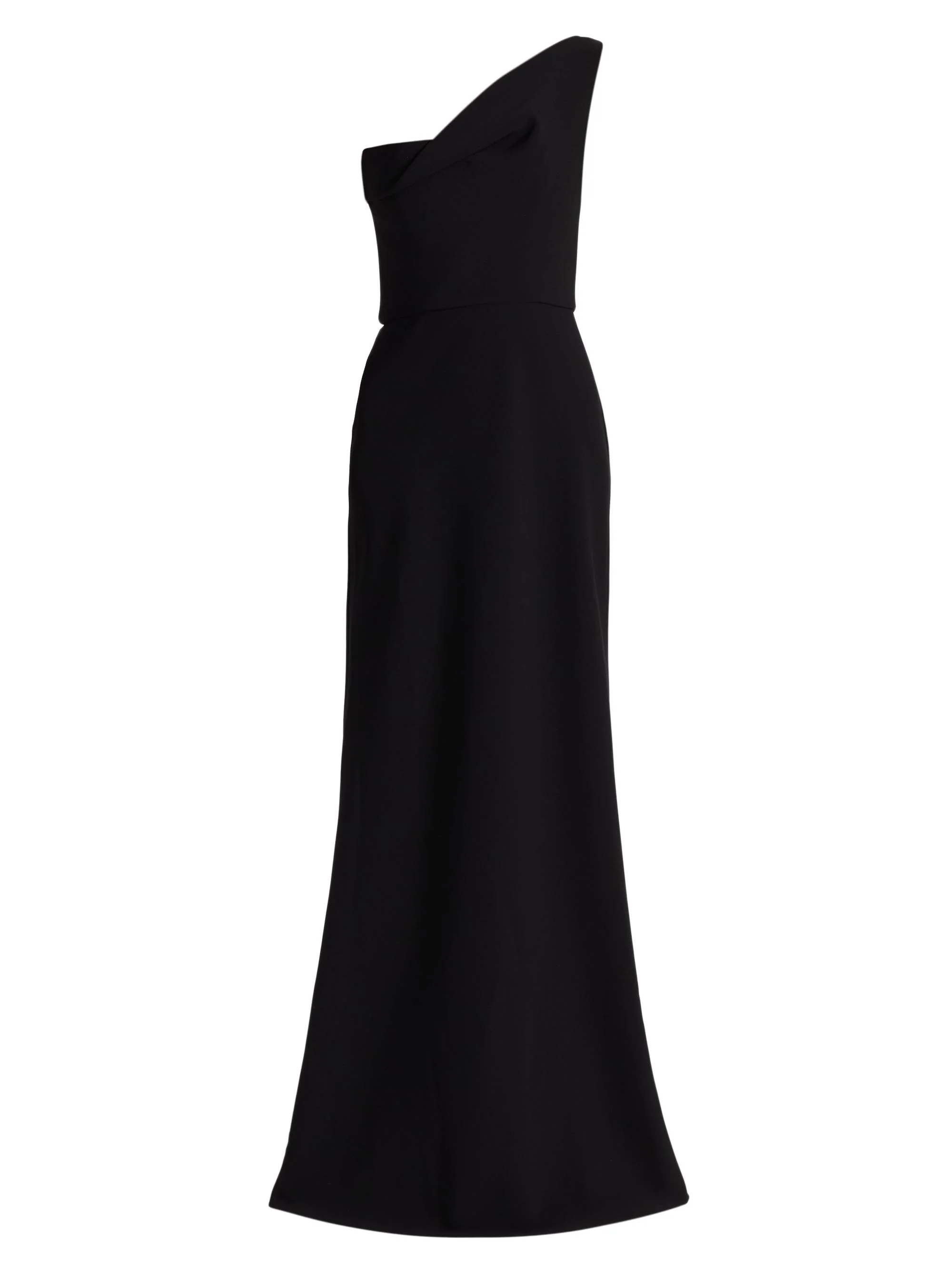 Women's Draped One-Shoulder Sheath Gown - Black - 1
