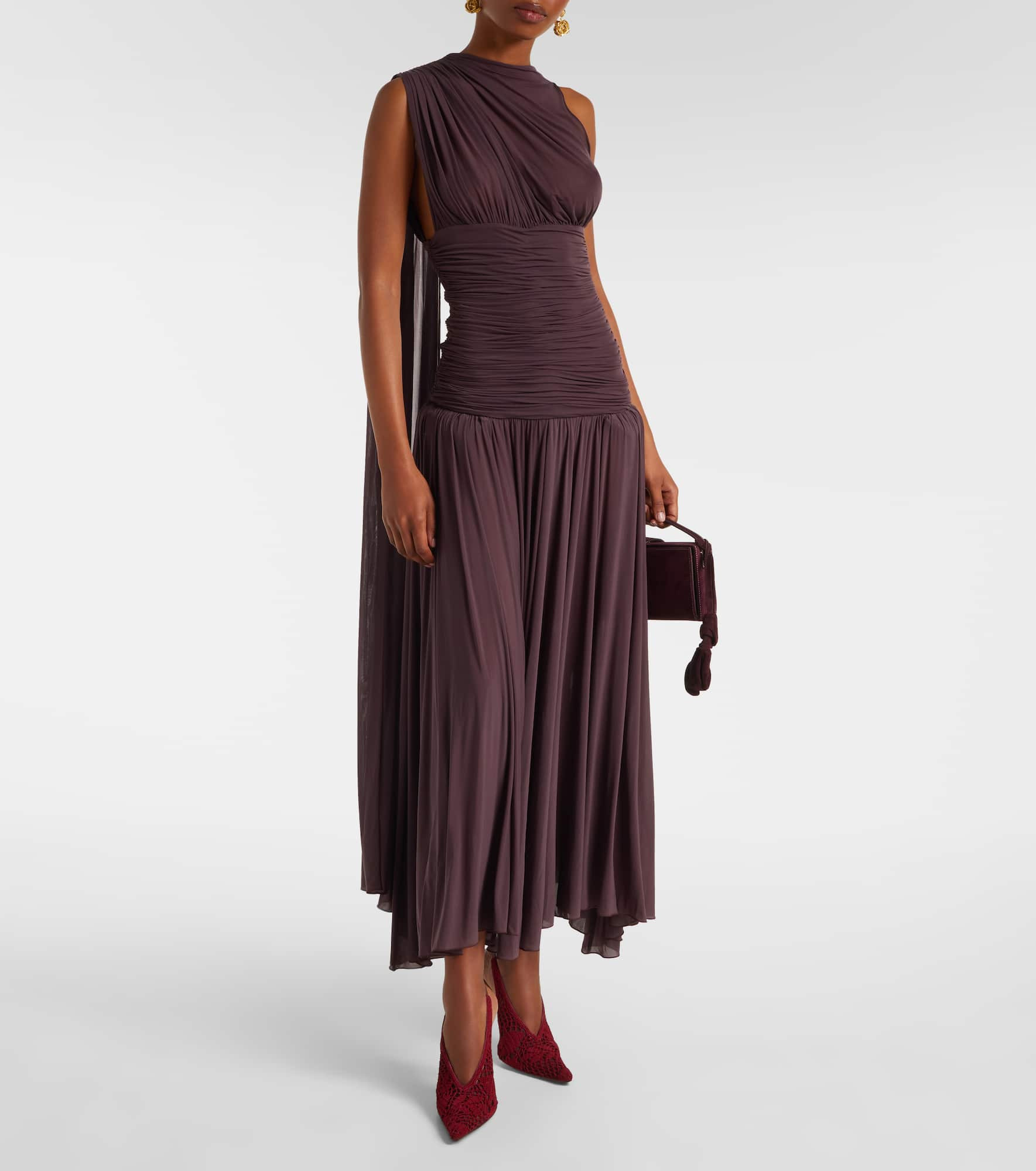 Draped sheer midi dress - 2