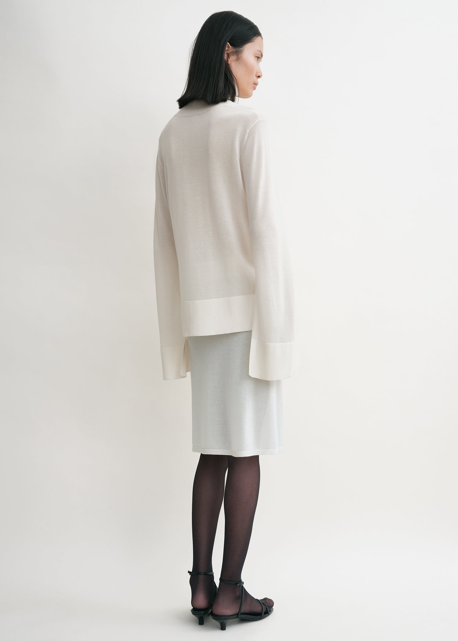 Slit sleeve turtleneck white - 4