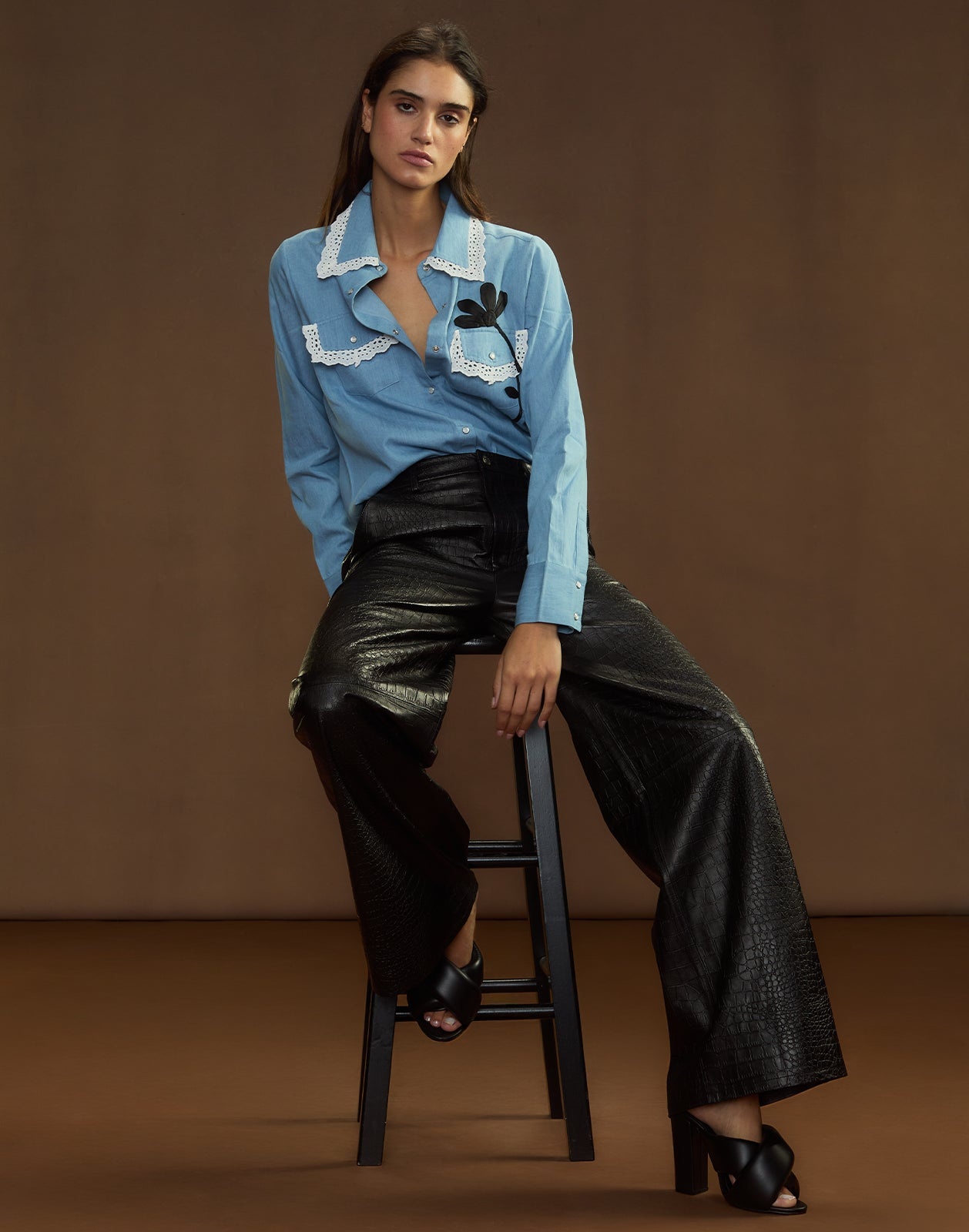 Embossed Leather Pants - 5