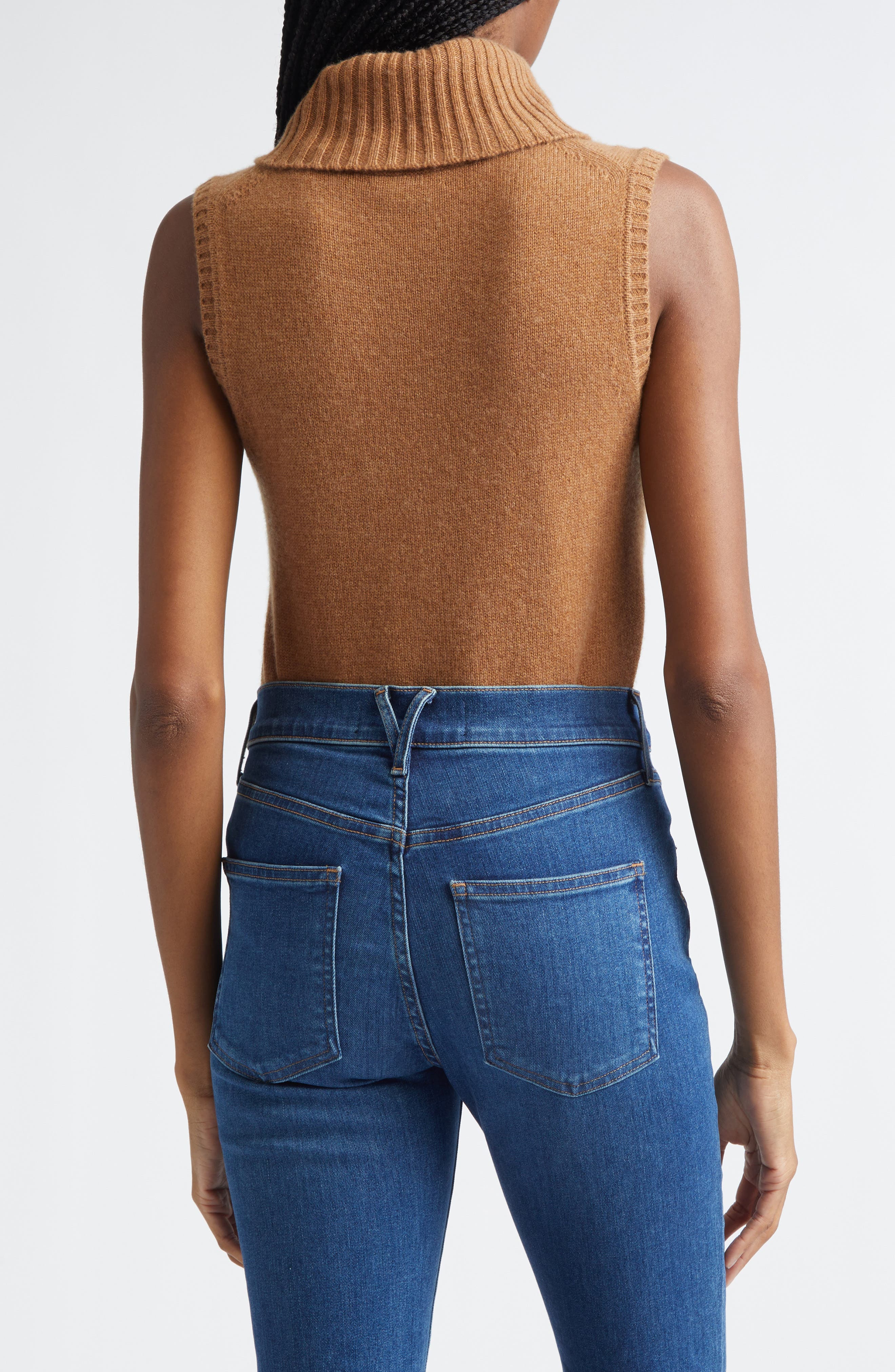 Veronica Beard Mazzy Sleeveless Cashmere Turtleneck Sweater in Dark Acorn Melange at Nordstrom - 2
