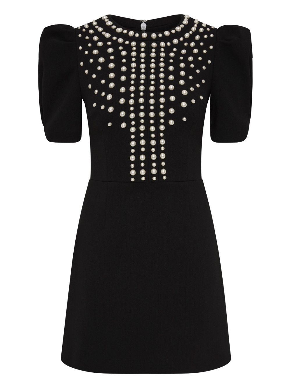 puff-sleeve pearl-embellished mini dress - 1