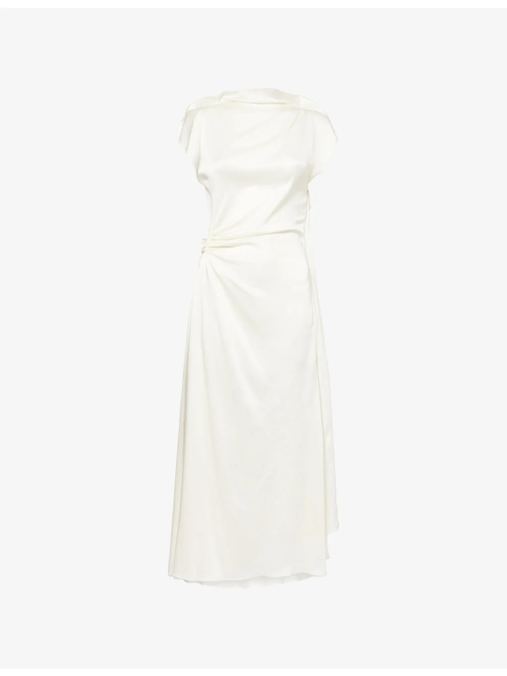 Sleeveless Draped Satin Midi Dress - 1