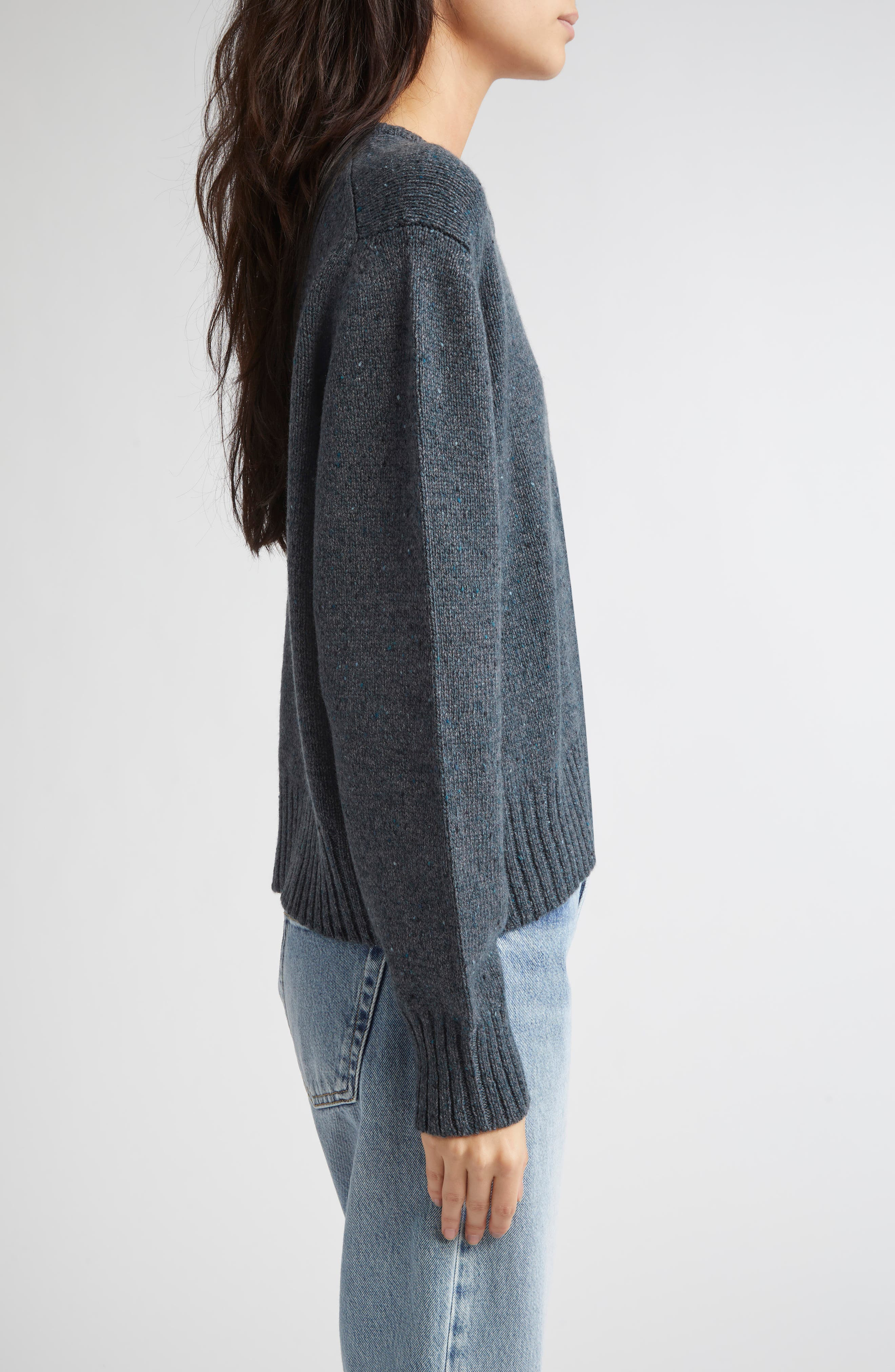 Johnstons of Elgin Relaxed Fit Cashmere Donegal Sweater in Storm Donegal at Nordstrom - 3