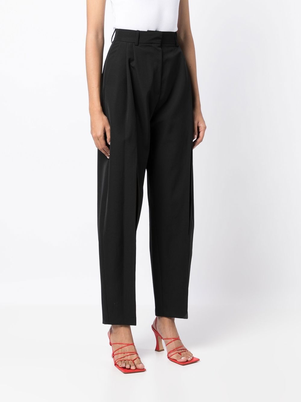 high-waisted slit tapered trousers - 3