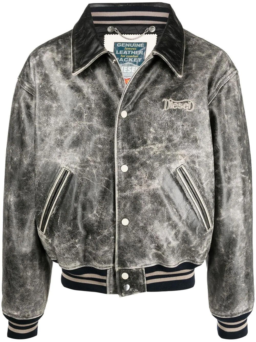 distressed bomber jacket - 1