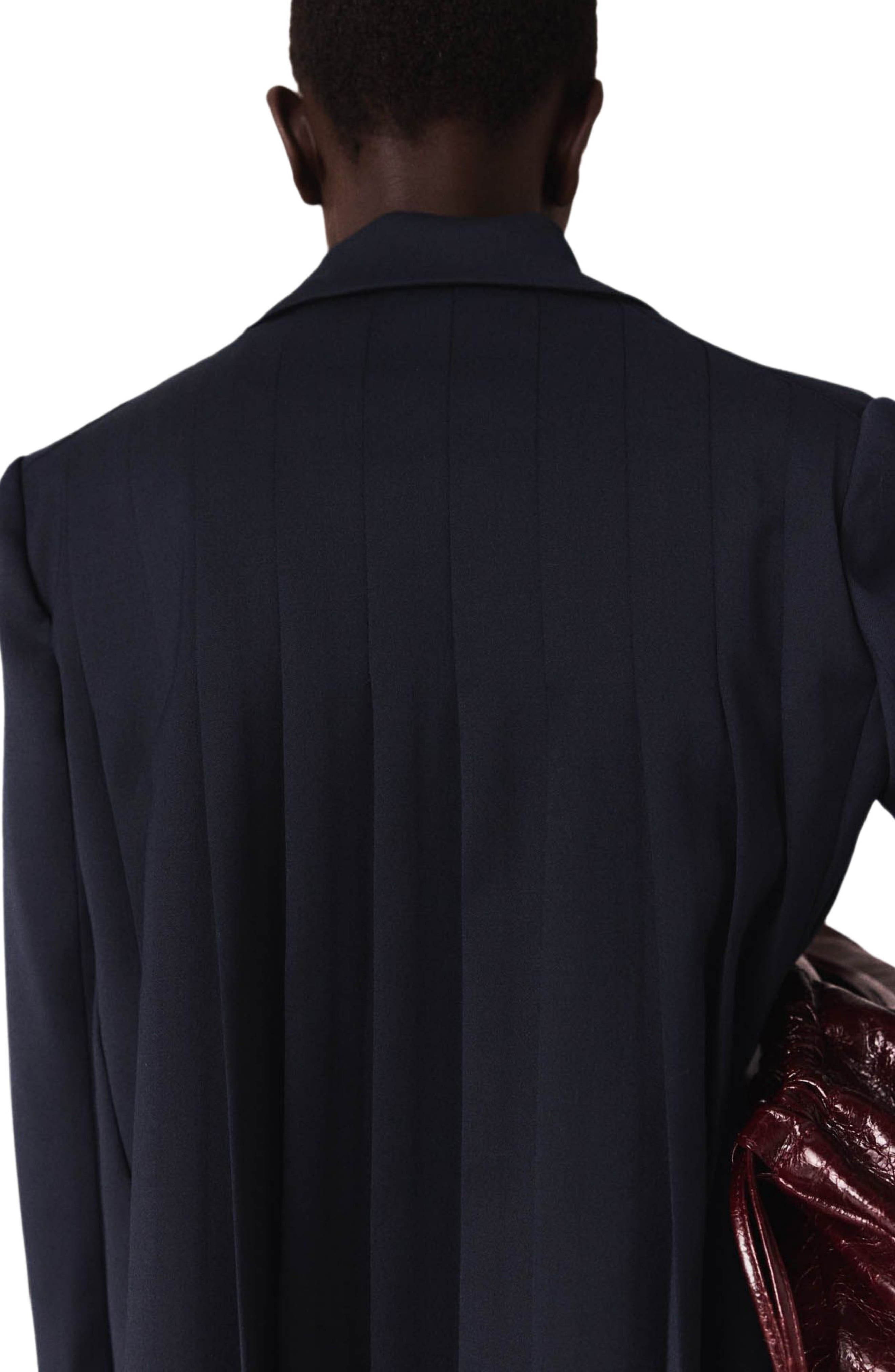 maje Suit jacket with pleated back in Navy at Nordstrom - 5
