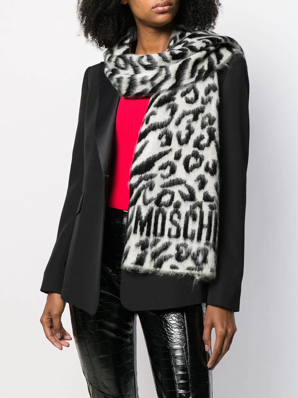 leopard intarsia scarf - 2